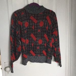 Vintage sweater 80s 90s black and red large
